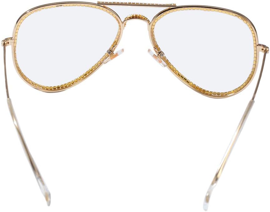 Hip Hop Glasses Simulated Diamond Iced Out Rhinestone Crystal Metal Frame Retro Glasses for Men Women