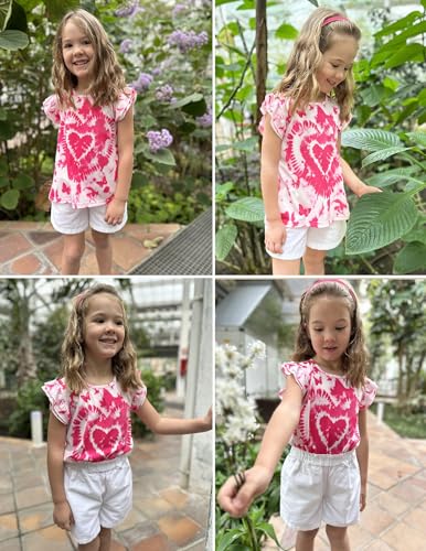 Image of Arshiner Girls Shirts Ruffle Short Sleeve Summer Cute Casual Crewneck Tops Blouse Tee