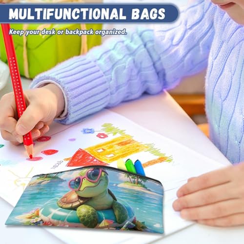 Image of Tropical Turtle Pencil Case Lightweight Pencil Box for Preschool Toddlers Girls Pen Holder for Stationery Storage Ideal for School Classroom