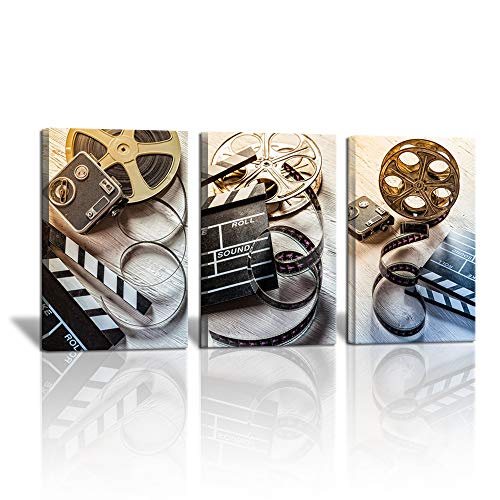 3 Piece Film and Camera Canvas Wall Decor