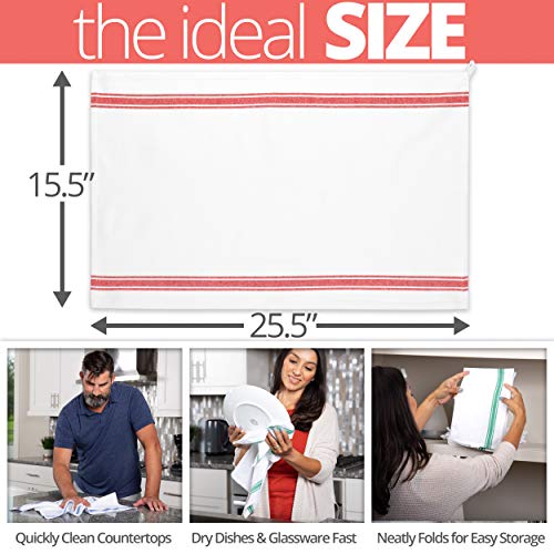 Aunti-Ems-Kitchen-Dish-Towels-Set-13-Pack-for-Kitchen-Decor-Super-Absorbent-100-Natural-Cotton-Zero-Lint-255-x-155-Inch-13-Pack-Red-Green-Blue-Stripes Aunti Ems Kitchen Dish Towels Set 13 Pack for Kitchen Decor Super Absorbent 100 Natural Cotton Zero Lint 255 x 155 Inch 13 Pack Red Green Blue Stripes