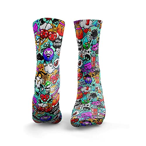 HEXXEE Calcetines de Graffiti, Multicolor, L para Hombre