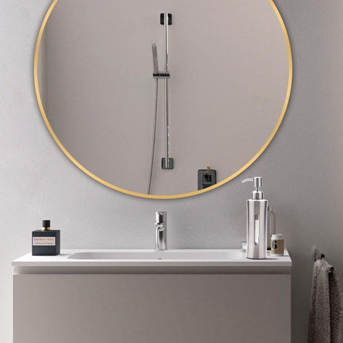 Dosatore Sapone Liquido in Acciaio Inox Argento Pompa | Serbatoio Visibile, Testa a Pressione a Molla, Rotazione Flessibile, per Cucina e Bagno