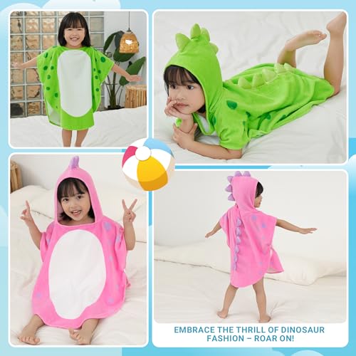 Image of MICHLEY Cotton Baby Bath Towel with Hood Animal Pattern Poncho Towels for 0-8 Years