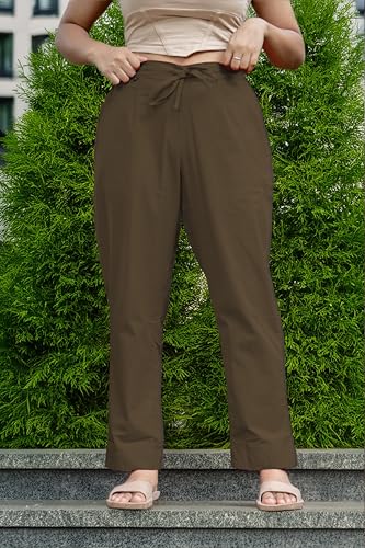 Image of Women's Cotton Regular Fit Trousers - Comfortable and Stylish Casual Office Wear Kurti Pants for Daily Use, Soft and Breathable Fabric