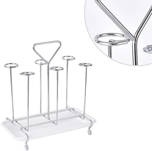 Miniatura 2 de Kichvoe Soporte para taza de secador, soporte de estante de secado de tazas, organizador de bandeja de drenaje de vidrio de metal, estante colgante,