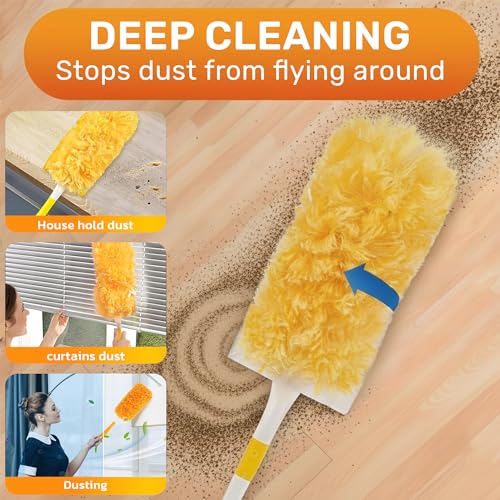 Image of Heavy Duty Duster Refills 30 Pack, 360 Multi Surface Feather Dusters Kit with Extendable 3FT Handle, Disposable Microfiber Dusters for Cleaning Furniture, Blinds, Ceiling Fan & Car