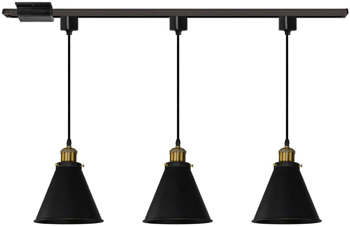 Kiven Dimmable H-Type Track Lignting Pendant Antique Industrial Oil Rubbed Bronze Pendant Light 3 Pack,Bulb Included