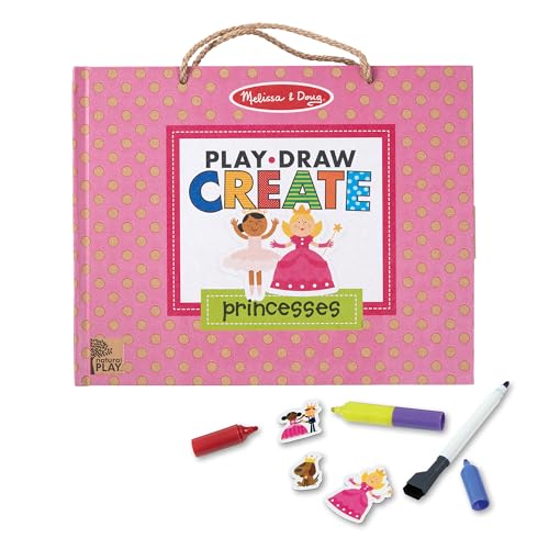 Melissa & Doug Natural Play: Play, Draw, Create Reusable Drawing & Magnet Kit – Princesses (54...