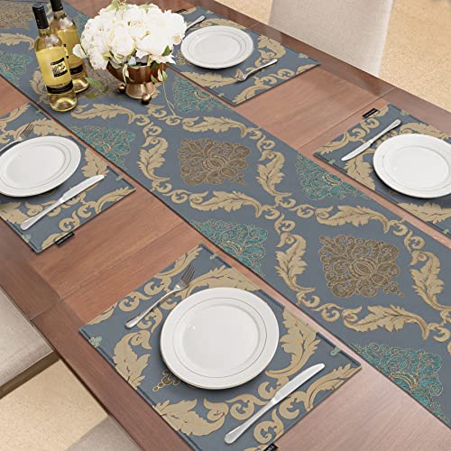 Placemats 30x45cm, Luxury Table Mats for Dining Room/Restaurant/Banquet/Festival Decoration (Set of 6, Grey Blue)