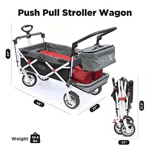 Creative Outdoor Push Pull Collapsible Folding Wagon Cart | Silver Series | Beach Park Garden & Tailgate | Black #TOP5