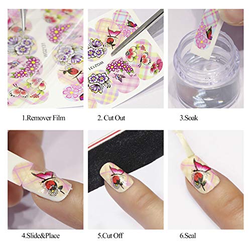 SOSPIRO nagelaufkleber selbstklebend, 84 Blatt Wassertransfer nagelaufkleber Schmetterling mit Blumen Nagelsticker Gel… – Bild 6