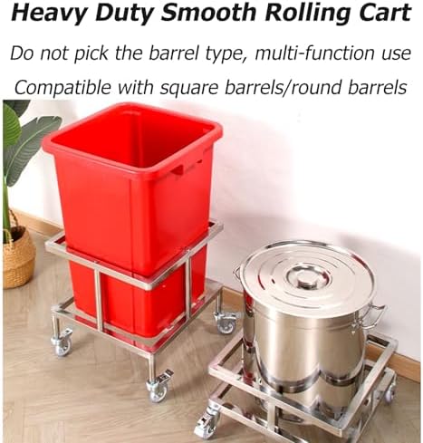 Heavy-Duty Stainless Steel Dolly Cart with Wheels - Perfect for Plant Pots, Fryer Grease Buckets, and Car Washing Accessories - Portable and Durable Rolling Platform image 4
