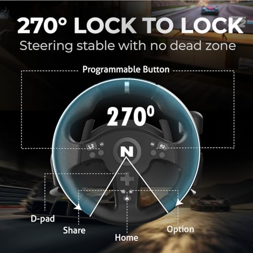 Image of Nitho Drive Pro V200 Gaming Steering Wheel with Pedals and Shifter, 270 Racing Wheel for PC, PS4, Xbox One, Xbox Series X /S, Driving Car Simulator with Vibration and Integrated Shifter