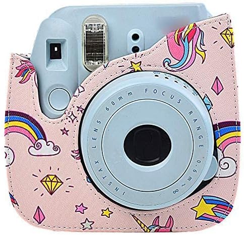Protective & Portable Case Compatible with fujifilm for instax Mini 11/9 /8/8+ Instant Film Camera with Accessory Pocket and Adjustable Strap - Rainbow&Unicorn by SAIKA