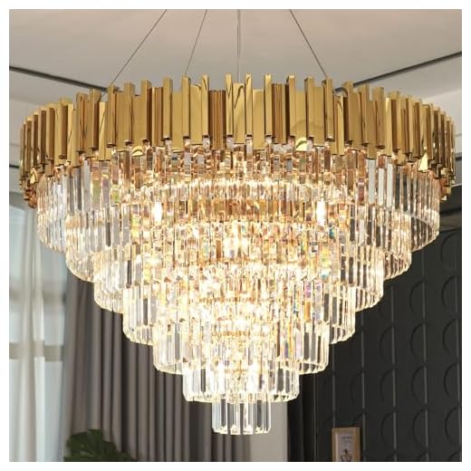 OSAIRUOS Large Crystal Chandelier Modern Round Chandeliers for Living Room Foyer Bedroom 7-Tier 21-Lights Raindrop Chandelier Lighting Fixture Hanging Stainless Steel Plated Gold W39.4