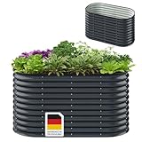 STEELSØN Talara Hochbeet aus Metall – Pflanzenbeet für Garten & Balkon Anthrazit – Stabiler Pflanzenkübel oval mit offener Bodenstruktur – Gartenbeet für Gemüse, Kräuter, Blumen 80x78x160 cm (HxTxB)