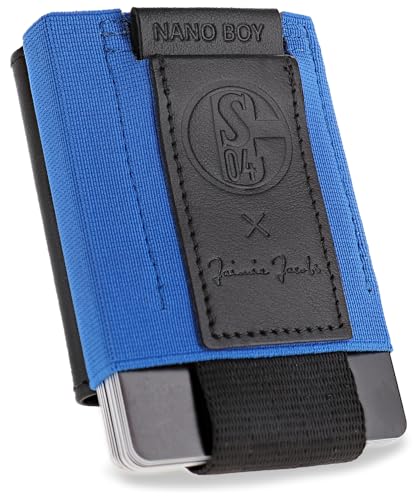 Jaimie Jacobs FC Schalke 04 X Nano Boy Pocket Edition Kleiner Geldbeutel mit Münzfach Mini Wallet aus Textil mit Zugband bis zu 13 Karten S04 Fanartikel (königsblau)