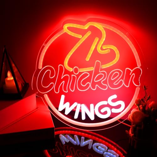 Image of Chicken Wings Neon Sign Fried Chicken Wings Led Sign Wings Led Light Restaurant Light Canteen Fast Food Decor