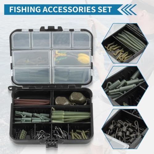 Caja de aparejos para señuelos de pesca, caja transparente visible de almacenamiento portátil con 9 compartimentos individuales, ideal para hombres, padres y principiantes miniatura 2