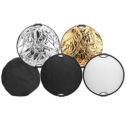 aqxreight Round 5 in Pannello Riflettore Pieghevole con Doppie Maniglie per la Foto di Fotografia Esterna Interna Superfici di Luce Morbida Bianca Nera 80 Cm (80 cm)
