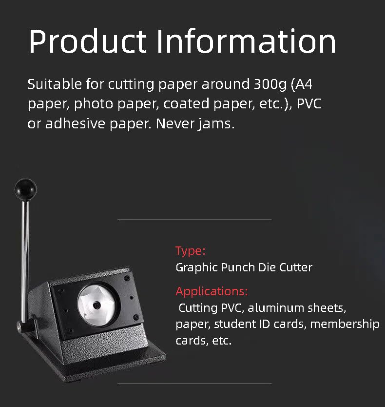 Manual Circle Cutter for Badges, 25mm Round Punch Die Cutter Tool, Graphic Badge Maker for Custom Medals, PVC Cards & Round Signs, Easy to Use Button Cutting Tool