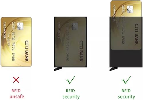 Miniatura 5 de Cartera delgada con bloqueo RFID, cartera de cuero con bloqueo RFID, billetera desplegable automática, billetera triple de aluminio, cartera para