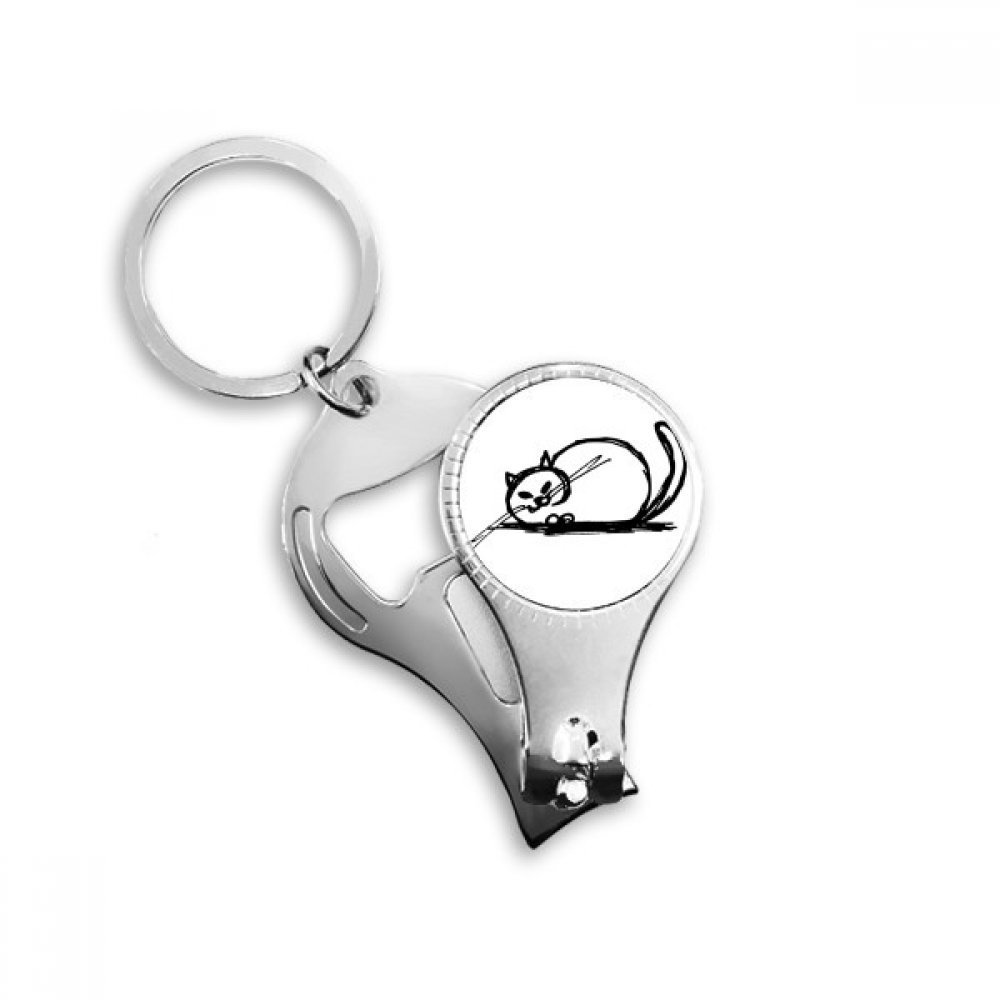 Coupe-ongles multifonction avec décapsuleur et porte-clés chat fou