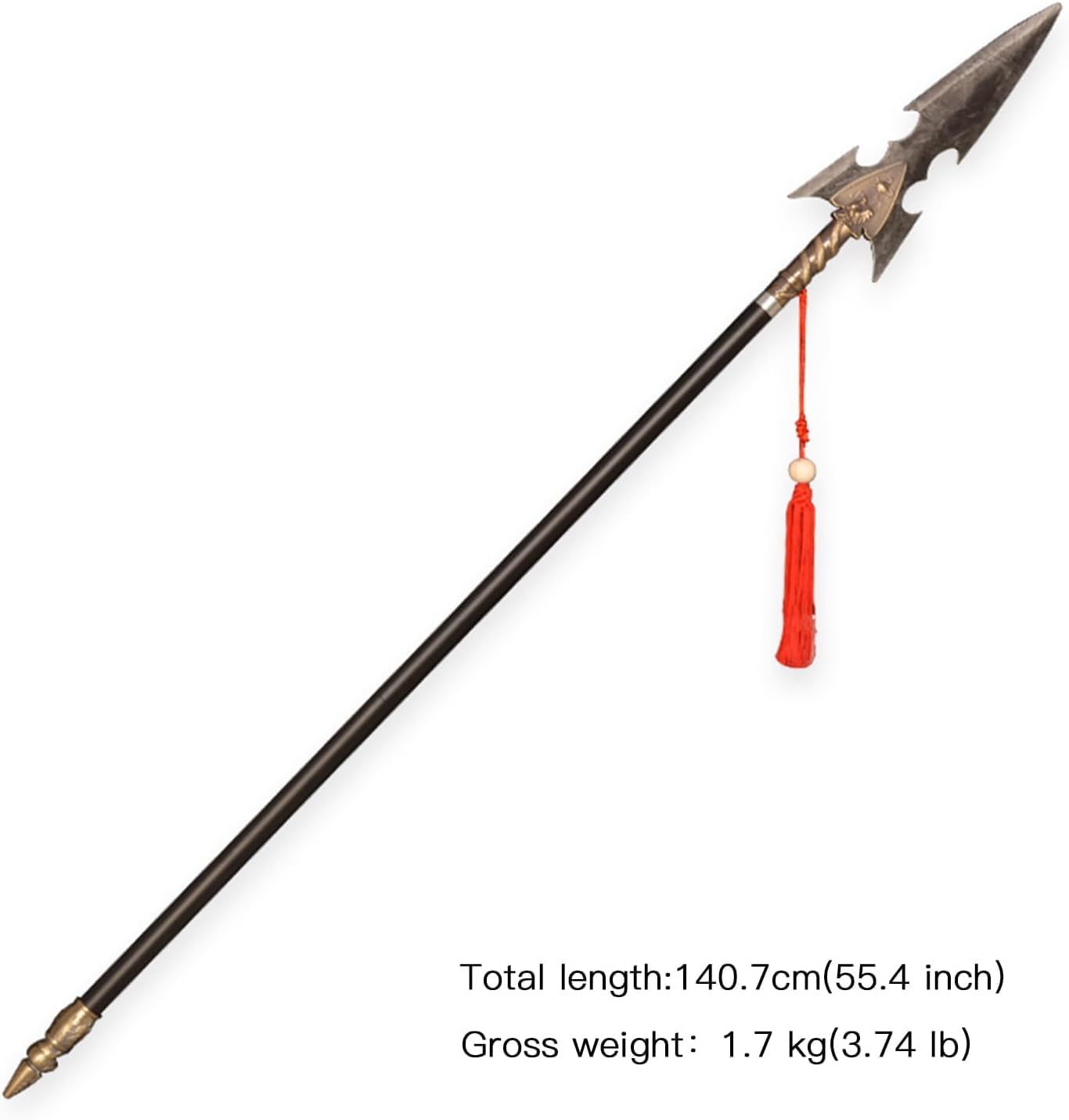 55.4 inches Built Warrior Spear Traditional Chinese Weapon Metal Sword