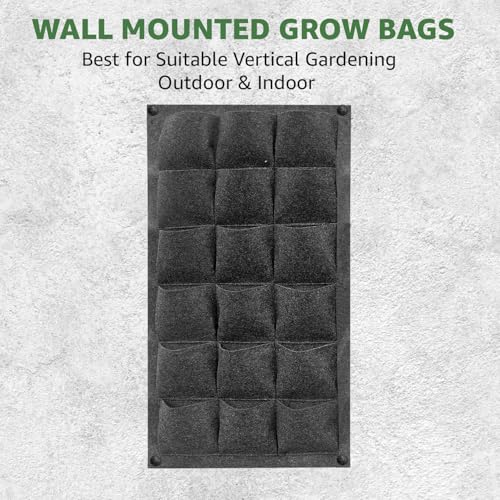Image of Anandi Green's 400 GSM GeoFabric Vertical Hanging Outdoor Wall Planter for Hold Living or Artificial Plants, Flowers, and Herbs, Great Decor for Gardens 18-Pocket