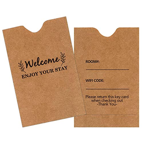 Hotel-Kraftpapier-Schlüsselkartenhüllen, Willkommensgäste, Hotel, Schlüsselkarten-Umschläge, Kreditkartenschutz, Geschenkkarte, genießen Sie Ihren Aufenthalt im Geschäft, 200 Stück pro Packung