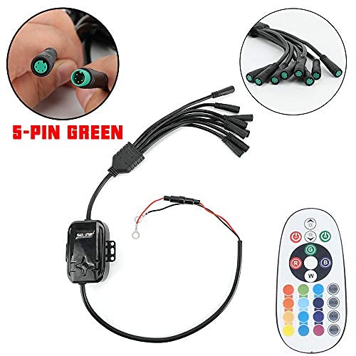 SUNPIE Rock Lights Controller for Wide Angle 5 PIN Green Connectors 8 Pods Rock Lights