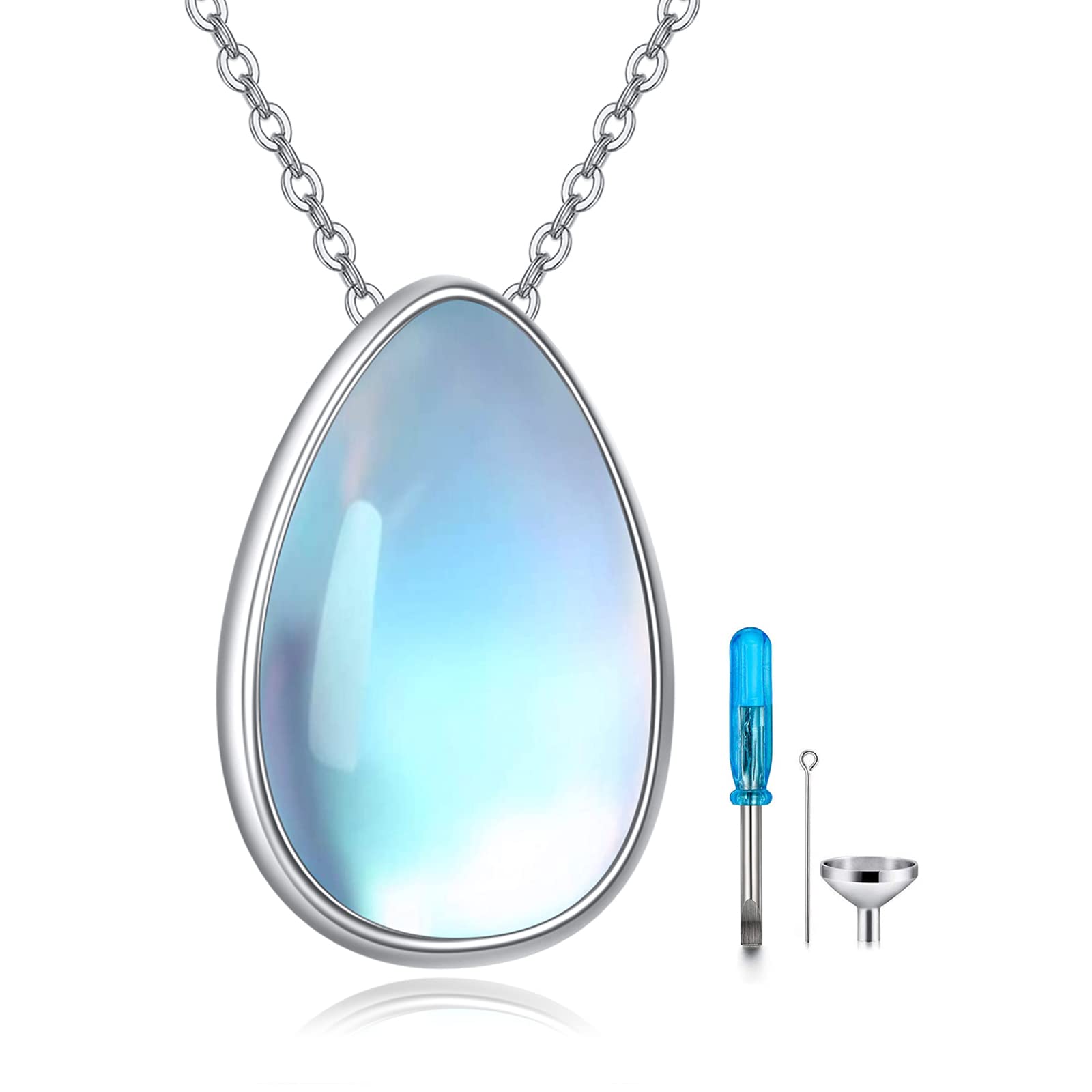 Teardrop Hourglass Urn Necklace for Ashes for Women Sterling Silver Cremation Jewelry Memorial Keepsake Urns Pendant Necklace for Urn Necklaces Ashes