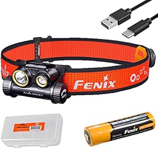 Fenix HM65R-T 1500 Lumen Spot & Flood Light USB-C Rechargeable Headlamp, Lightweight for Trail Running with LumenTac Battery Organizer