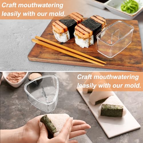 Image of 3PCS Clear Onigiri Rice Ball Mold Maker Kit, Musubi Press, Triangle Sushi Press for Kid Lunch Bento, Non-stick, BPA-Free