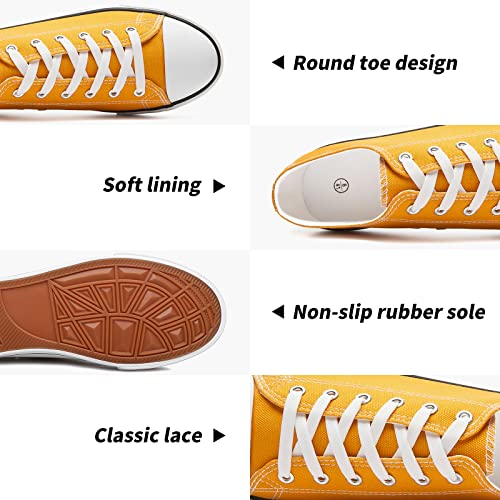 Yageyan Men Canvas Low Top Shoes Classic Casual Sneakers Black And White Fashion Shoes(Yellow11) #TOP2
