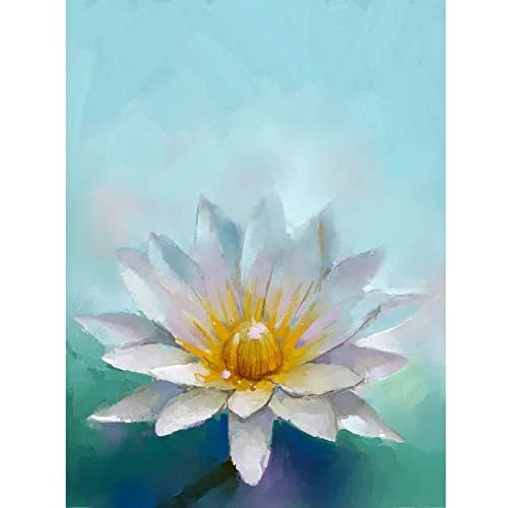 Wee Blue Coo Flower Lotus Painting Unframed Art Print Poster Wall Decor 12x16 inch