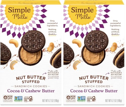 Image of Simple Mills, Cocoa Cashew Creme Sandwich Cookies - Gluten Free, Vegan (Pack of 2)