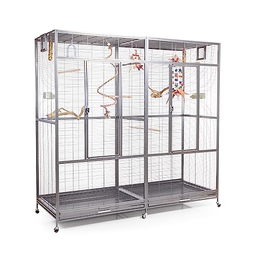 Montana Cages | Premium Vogelkäfig New Sydney II Vogelvoliere XXL für Sittiche, Finken inkl. 2 Näpfe...