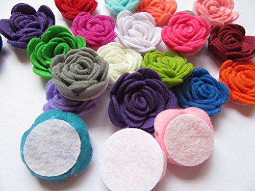 Image of YYCRAFT Pack of 20PCS Felt Flower Rose 1.5 inch 4D Applique /Bow-Mix