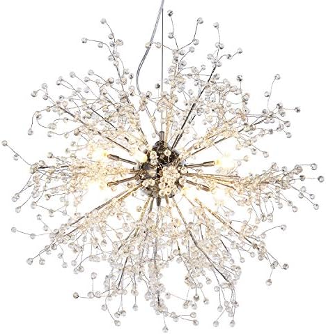 GDNS Chandeliers Firework LED Light Stainless Steel Crystal Pendant Lighting Ceiling Light Fixtures Chandeliers Lighting,Dia 23.5 inch