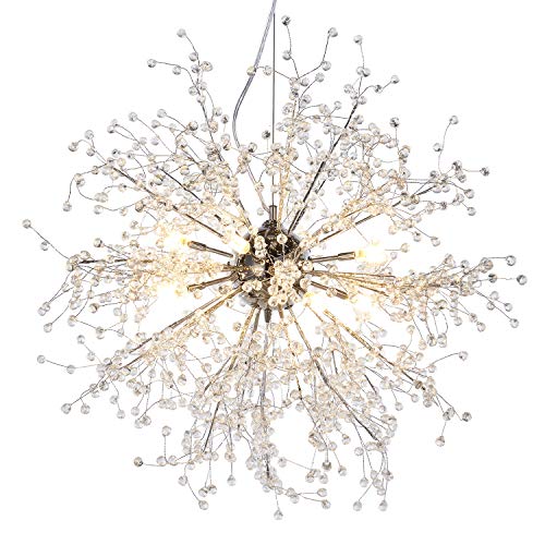 GDNS Chandeliers Firework LED Light Stainless Steel Crystal Pendant Lighting Ceiling Light Fixtures Chandeliers Lighting,Dia 23.5 inch