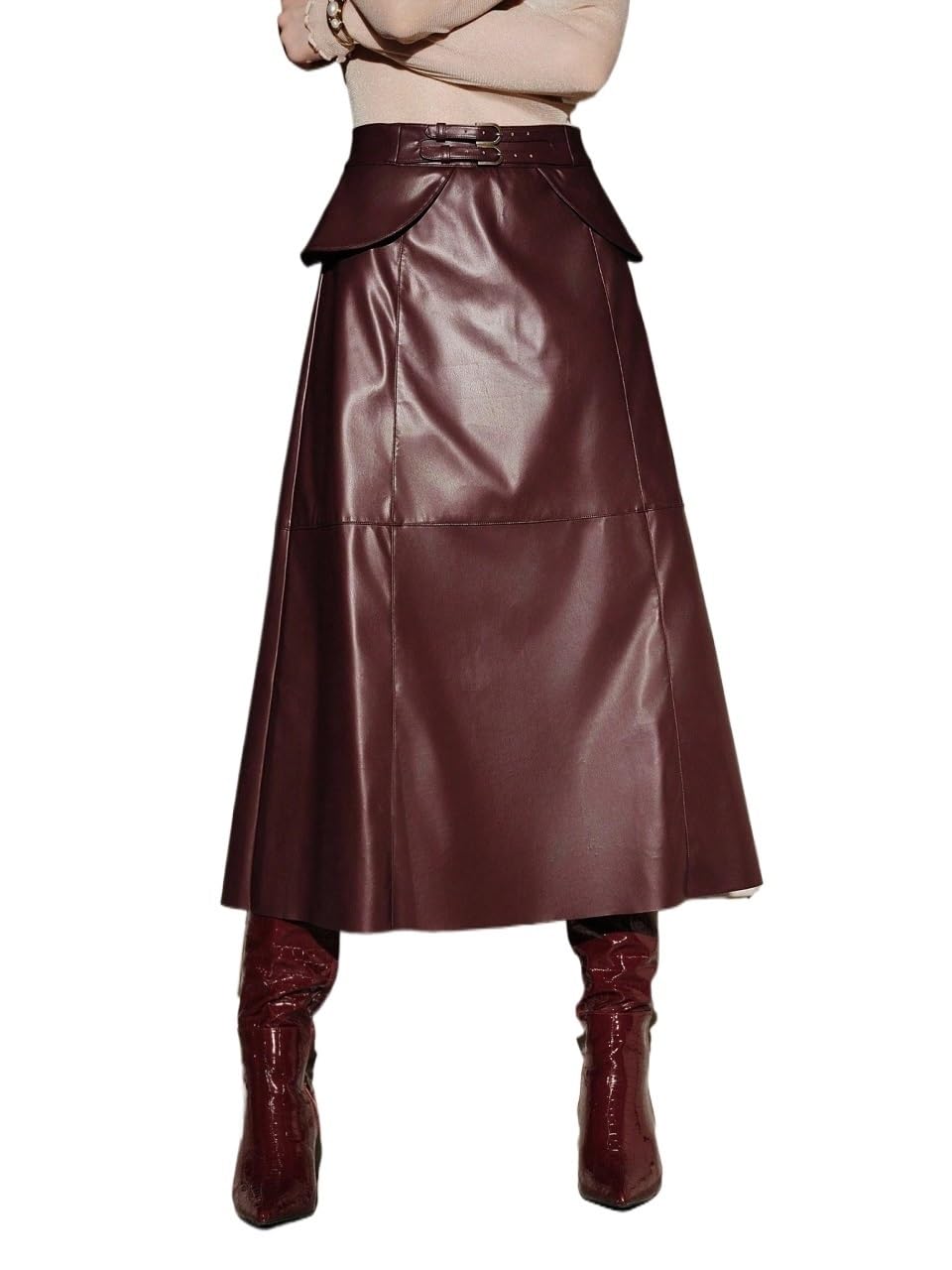 Womens Trendy Skirt Plain Button Front Long Skirt Fall Clothing