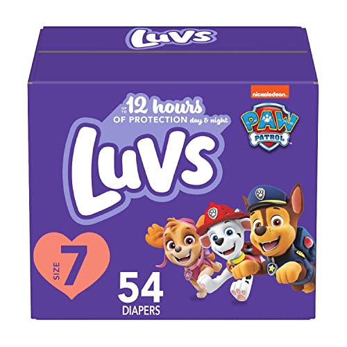 Image of Luvs Size 7 Baby Diapers, Platinum Protection Bluey Diapers for Day & Night, Size 7, 54 Count (Packaging May Vary)