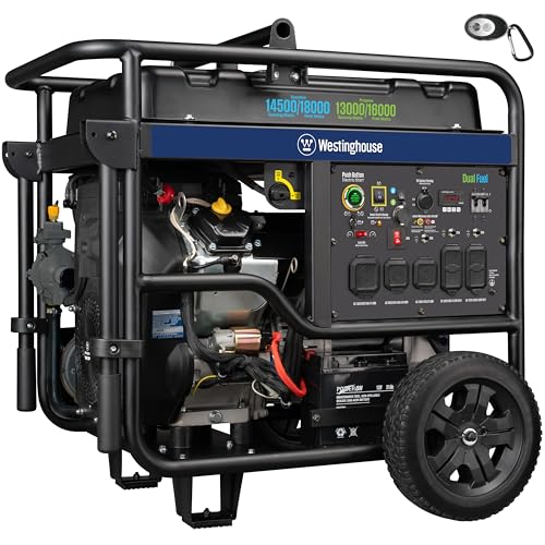 Westinghouse 18000 Peak Watt Dual Fuel Home Backup Portable Generator, Remote Electric Start, Transfer Switch Ready, Gas & Propane Powered, CO Sensor
