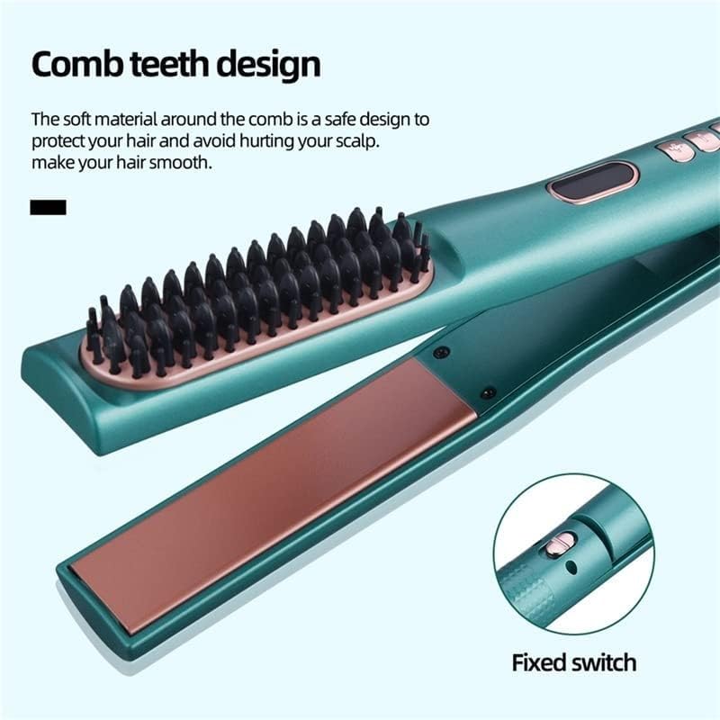 Plancha para el cabello multifuncional con calefacción PTC rápida, ajustable, con revestimiento de turmalina y cerámica, para alisar y rizar, con peine y cepillo miniatura 4