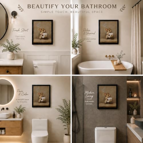 Framed Bathroom Wall Art Cute Mouse With Toilet Paper Pictures Painting by PPV - Used condition - Image 5