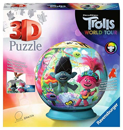 Ravensburger 3D Puzzle 11169 - Puzzle-Ball Trolls - 72 Teile - Puzzle-Ball Trolls-Fans ab 6 Jahren