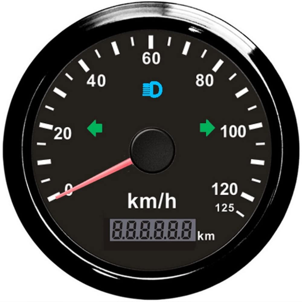 Compteur de vitesse GPS universel 0-125 km/h Compteur kilométrique Kilométrage 85 mm (3 3/8 pouces) avec rétroéclairage 9-32V