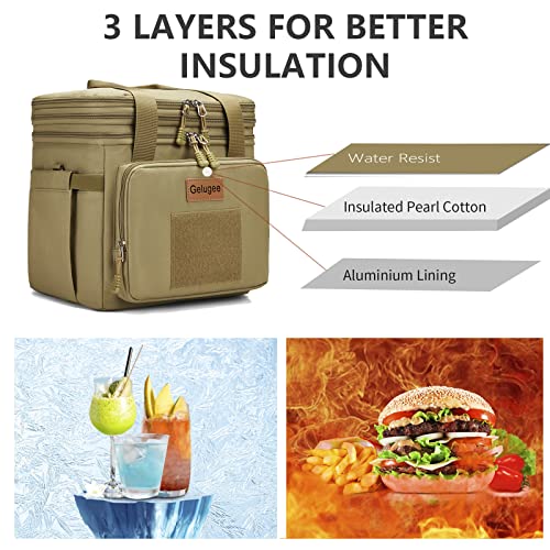 Gelugee Tactical Lunch Box For Men, Insulated Waterproof Reusable Lunch Bag Lunchbox, Durable Military Cooler Bag With Adjustable Shoulder Strap, Lunch Tote For Adults To Work Picnic (Khaki) #TOP4
